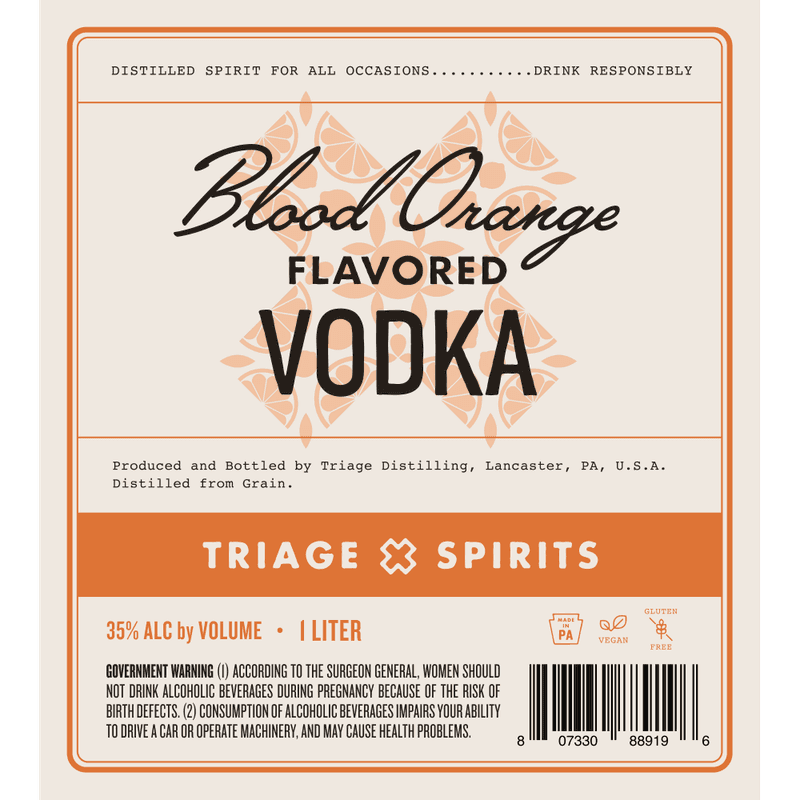 Blood Orange Vodka label